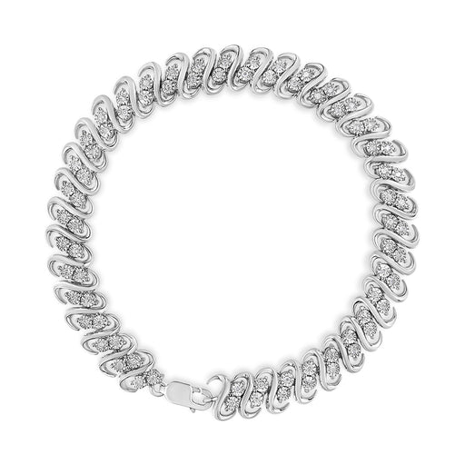 Bids.com .925 Sterling Silver 1/2 Cttw Diamond Double Row S-Link Bracelet (I-J Color, I2-I3 Clarity) - 7.5" Inches Bracelets White Smoke White.Sterling Silver / 7.5