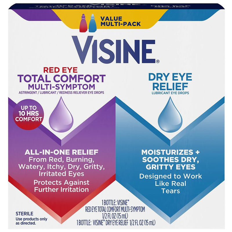 Visine Visine Red Eye Total Comfort Multi-Symptom & Dry Eye Relief Lubricant Eye Drops Medicine Cabinets White Smoke