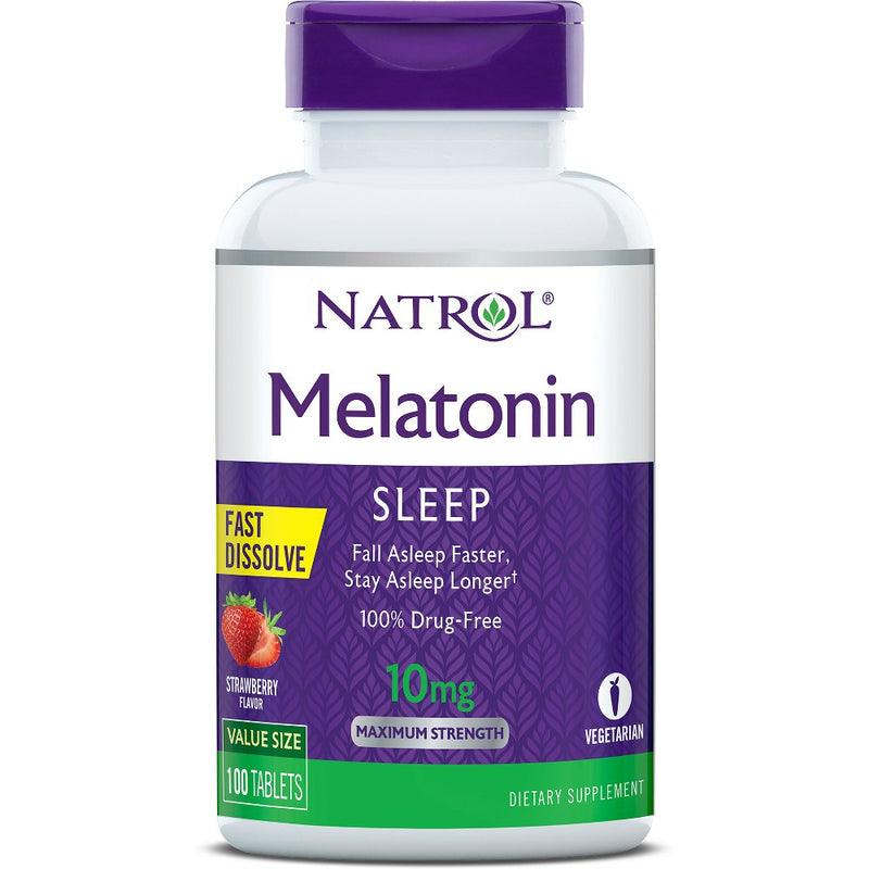 Natrol Natrol Maximum Strength Strawberry Flavor Melatonin Sleep Tablets Value Size, 10 Mg Vitamins & Supplements White Smoke