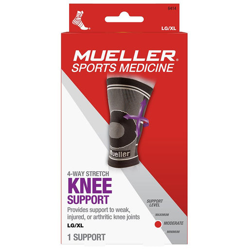 Mueller Mueller Sport Care, 4-Way Knee Support, Large Plumbing Fittings & Supports White Smoke
