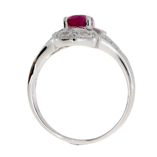 Bids.com 1.05ct Ruby Diamond Ring 10KT White Gold Rings White Smoke 7.0