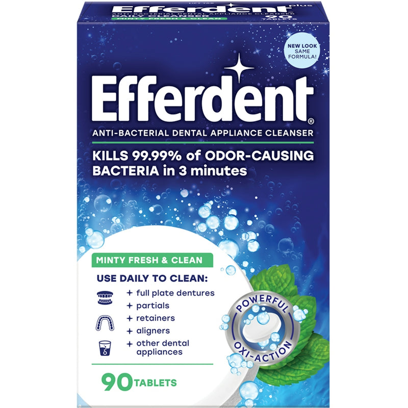 Efferdent Efferdent Denture Cleanser, Anti-Bacterial, Plus Mint, Tablets, Value Pack Dentures White Smoke