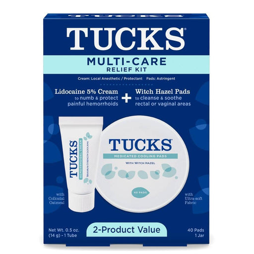 Tucks Tucks Multi Care Relief Kit, Lidocaine 5% Cream + Witch Hazel Pads Health & Beauty Midnight Blue