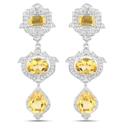 Bids.com 6.63 Carat Genuine Citrine and White Topaz .925 Sterling Silver Earrings Earrings White Smoke