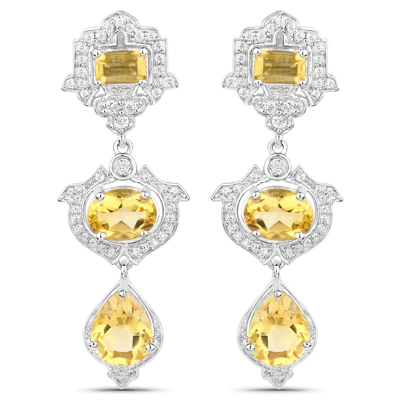 Bids.com 6.63 Carat Genuine Citrine and White Topaz .925 Sterling Silver Earrings Earrings White Smoke