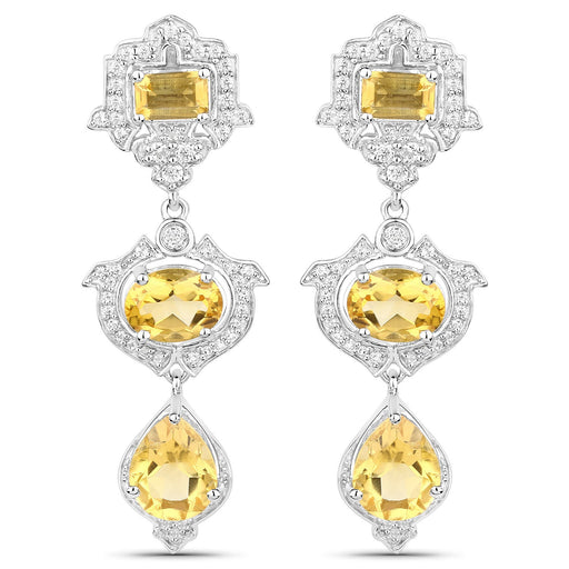 Bids.com 6.63 Carat Genuine Citrine and White Topaz .925 Sterling Silver Earrings Earrings White Smoke
