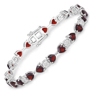 Bids.com 11.10 Carat Genuine Garnet and White Diamond .925 Sterling Silver Bracelet Bracelets White Smoke size 7.25