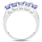 Bids.com 1.76 Carat Genuine Tanzanite and White Sapphire .925 Sterling Silver Ring Rings White Smoke size 6.00,size 8.00,size 7.00,size 9.00