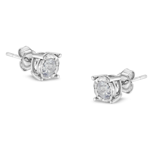 Bids.com .925 Sterling Silver 1/2 Cttw Near Colorless Round Brilliant-Cut Diamond Miracle-Set Stud Earrings (H-I Color, I2-I3 Clarity) Earrings White Smoke White.Sterling Silver / 0.5
