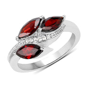 Bids.com 1.98 Carat Genuine  Garnet and White Topaz .925 Sterling Silver Ring Rings White Smoke size 7.00,size 8.00,size 9.00,size 6.00,size 5.00,size 10.00