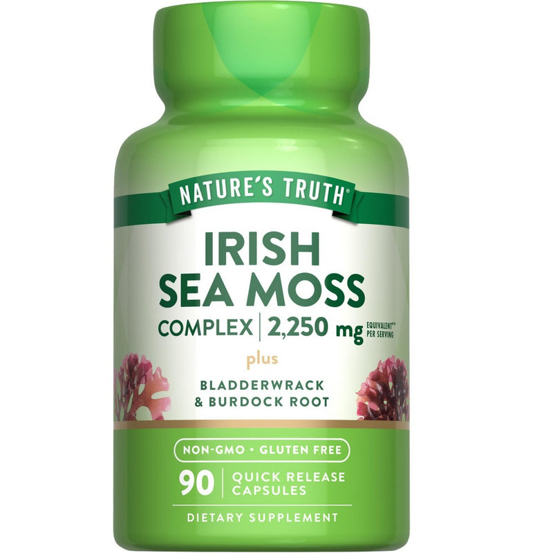 Nature's Truth Nature's Truth Irish Sea Moss Complex 90 Capsules with Bladderwrack & Burdock Root Vitamins & Supplements White Smoke