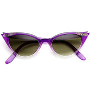 zeroUV Elegant 50s Vintage Womens Fashion Rhinestone Cat Eye Sunglasses 8433 Sunglasses White Smoke Purple Fade