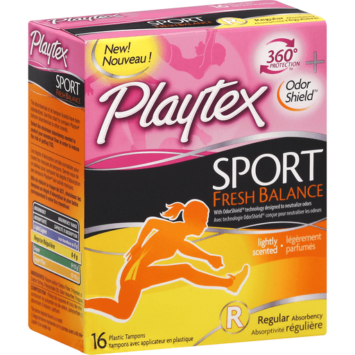 Playtex Playtex Sport Fresh Balance Tampons, Plastic, Regular Absorbency, Lightly Scented Tampons White Smoke