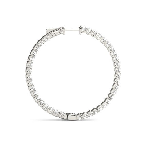 Bids.com 14k White Gold Diamond Hoop Earrings with Shared Prong Setting (2 cttw) Earrings White Smoke White Gold