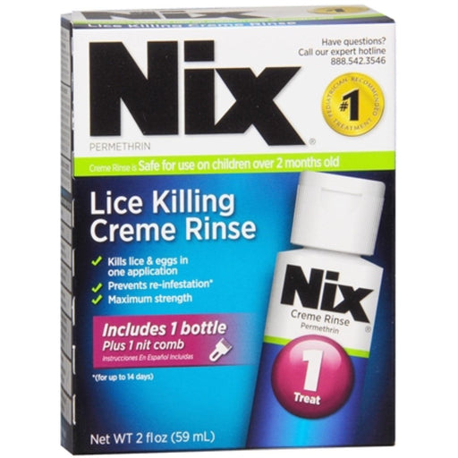 Nix Nix Lice Treatment Creme Rinse And Nit Removal Comb, 2 Oz Health & Beauty White Smoke