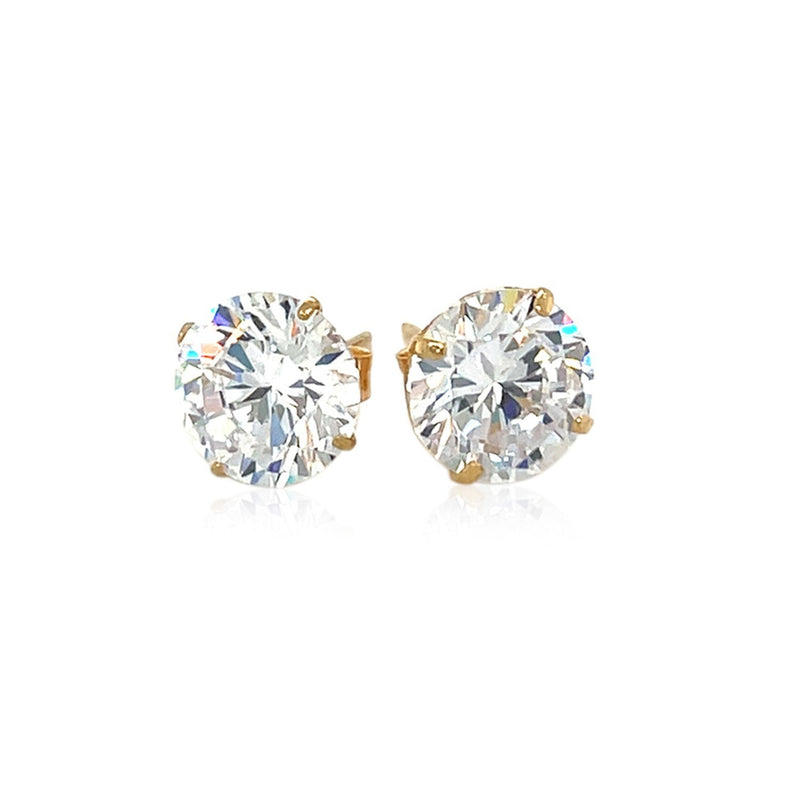 Bids.com 14k Yellow Gold 8.0mm Round CZ Stud Earrings Earrings White Smoke Yellow Gold