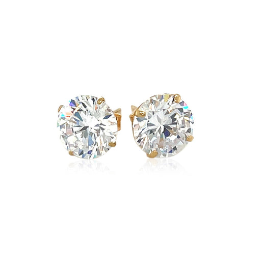 Bids.com 14k Yellow Gold 8.0mm Round CZ Stud Earrings Earrings White Smoke Yellow Gold