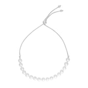 Bids.com 14k White Gold Adjustable Friendship Bracelet with Pearls Bracelets White Smoke 9.25 / White Gold