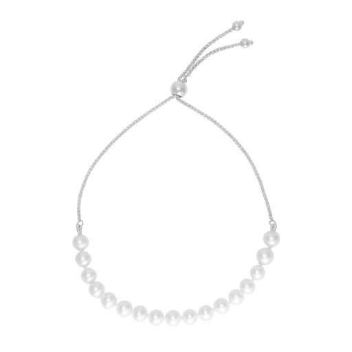 Bids.com 14k White Gold Adjustable Friendship Bracelet with Pearls Bracelets White Smoke 9.25 / White Gold