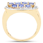 Bids.com 14K Yellow Gold Plated 1.70 Carat Genuine Tanzanite .925 Sterling Silver Ring Rings White Smoke size 6.00,size 7.00,size 8.00,size 9.00