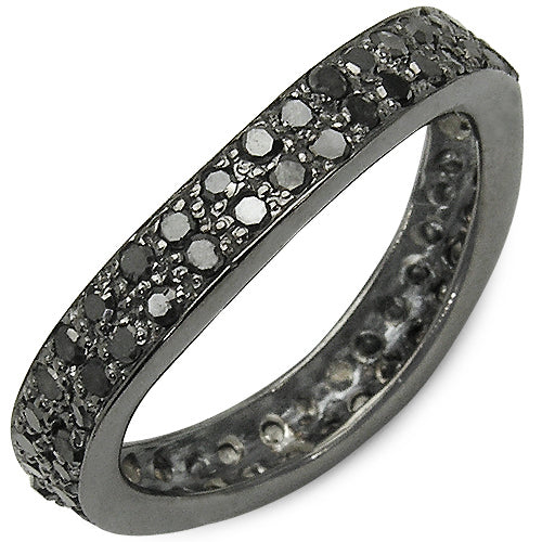 Bids.com 1.11 Carat Genuine Black Diamond .925 Sterling Silver Ring Rings White Smoke size 8.00,size 6.00,size 7.00,size 9.00