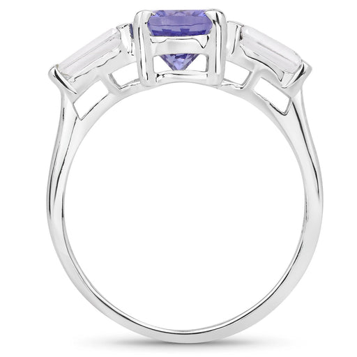 Bids.com 2.00 Carat Genuine Tanzanite and White Topaz .925 Sterling Silver Ring Rings White Smoke size 5.00,size 6.00,size 7.00,size 8.00,size 9.00