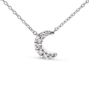 Bids.com 10K White Gold Diamond Accented Crescent Moon Shaped 18" Inch Pendant Necklace (H-I Color, I1-I2 Clarity) Necklaces White Smoke White.Gold / 18