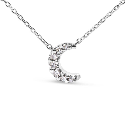 Bids.com 10K White Gold Diamond Accented Crescent Moon Shaped 18" Inch Pendant Necklace (H-I Color, I1-I2 Clarity) Necklaces White Smoke White.Gold / 18
