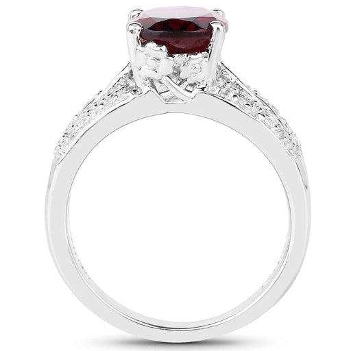 Bids.com 3.23 Carat Genuine Rhodolite and White Topaz .925 Sterling Silver Ring Rings White Smoke size 7.00,size 6.00,size 8.00,size 9.00,size 5.00,size 10.00