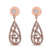 Bids.com 18K Rose Gold 1 1/4 Cttw Diamond Teardrop Shaped Drop and Dangle Screw Back Stud Earring (F-G Color, VS1-VS2 Clarity) Earrings White Smoke Rose.Gold / 1.19