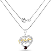 Bids.com 0.51 Carat Genuine Garnet and White Topaz .925 Sterling Silver Pendant Pendants White Smoke