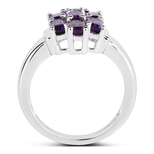 Bids.com 2.80 Carat Genuine Amethyst .925 Sterling Silver Ring Rings White Smoke size 6.00,size 7.00,size 8.00,size 5.00,size 9.00