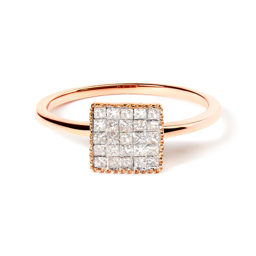 Bids.com 10K Rose Gold 1/3 Cttw Invisible Set Princess Cut Diamond Composite Square Shape Ring (H-I color, I1-I2 clarity) - Size 5 Rings White Smoke 5 / Rose.Gold,6 / Rose.Gold,7 / Rose.Gold,8 / Rose.Gold,9 / Rose.Gold
