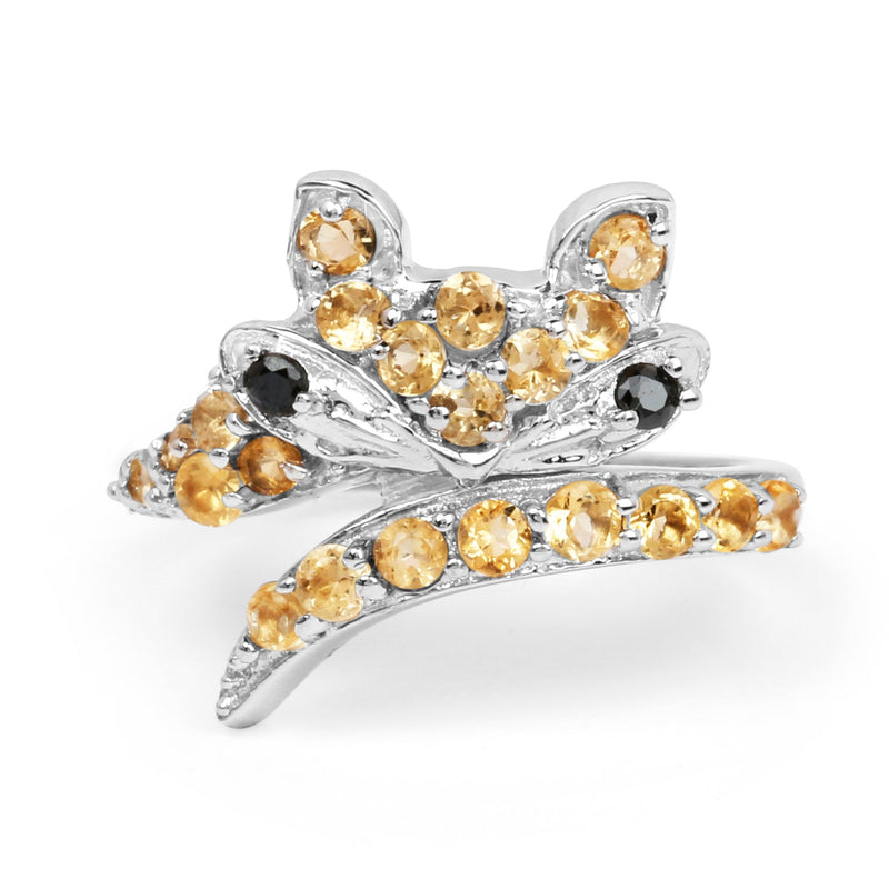 Bids.com 1.00 Carat Genuine Citrine & Black Spinel .925 Sterling Silver Ring Rings White Smoke size 7.00,size 6.00,size 8.00,size 9.00,size 5.00,size 10.00