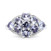Bids.com 2.07 Carat Genuine Tanzanite .925 Sterling Silver Ring Rings White Smoke size 6.00,size 7.00,size 8.00,size 9.00