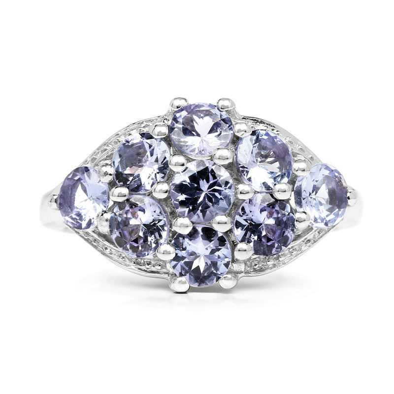 Bids.com 2.07 Carat Genuine Tanzanite .925 Sterling Silver Ring Rings White Smoke size 6.00,size 7.00,size 8.00,size 9.00