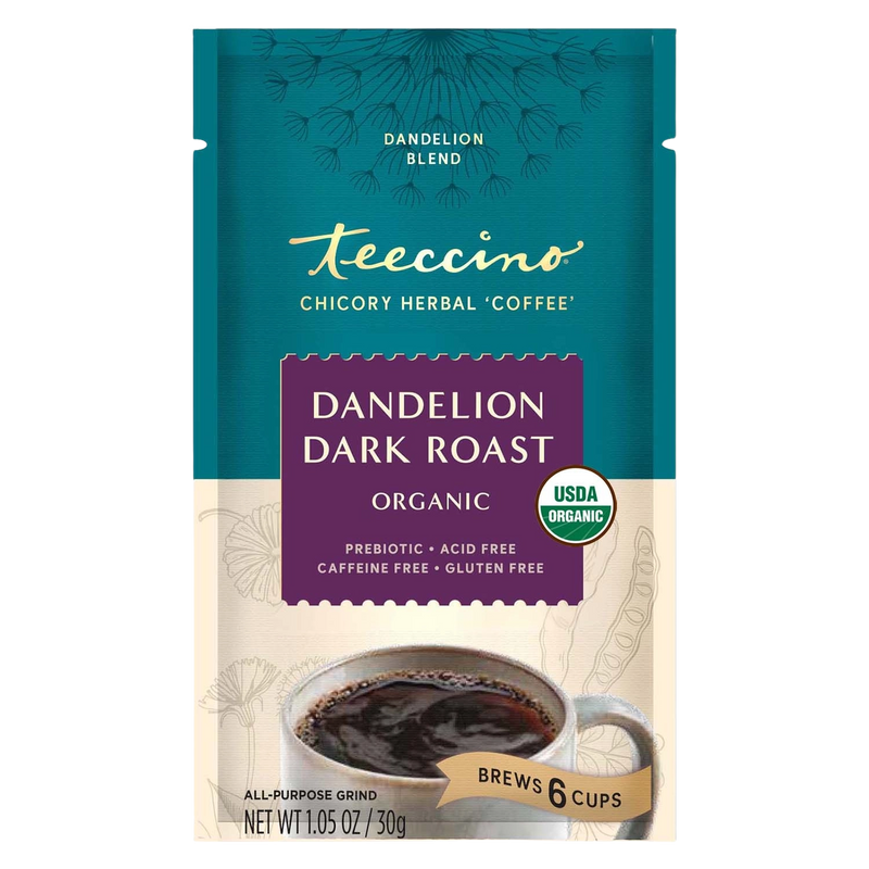 Teeccino Dandelion Dark Roast Herbal Coffee Herbal Coffee Dark Cyan 500g ground