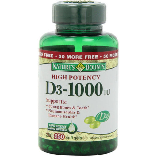 Nature's Bounty Nature's Bounty Vitamin D3, 25 Mcg (1000 IU), 250 Rapid Release Softgels Vitamins & Supplements White Smoke