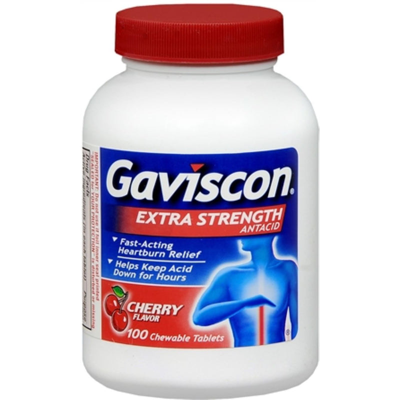 Gaviscon Gaviscon Antacid - Extra Strength - Chewable Tablets - Cherry Flavor Health & Beauty White Smoke