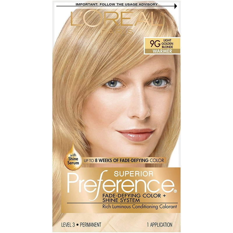 Superior Preference Superior Preference L'Oreal Paris Fade-Defying Shine Permanent Hair Color, 9G Light Golden Blonde, 1 Kit Hair Color Dark Khaki