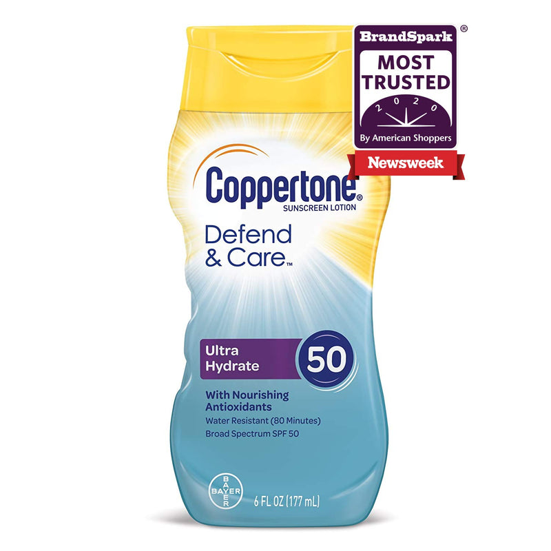 Coppertone Coppertone Defend & Care Ultra Hydrate Sunscreen Lotion Broad Spectrum SPF 50, 6 Fluid Ounces Sunscreen White Smoke