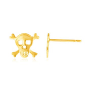 Bids.com 14K Yellow Gold Skull and Crossbones Post Earrings Earrings White Smoke Yellow Gold