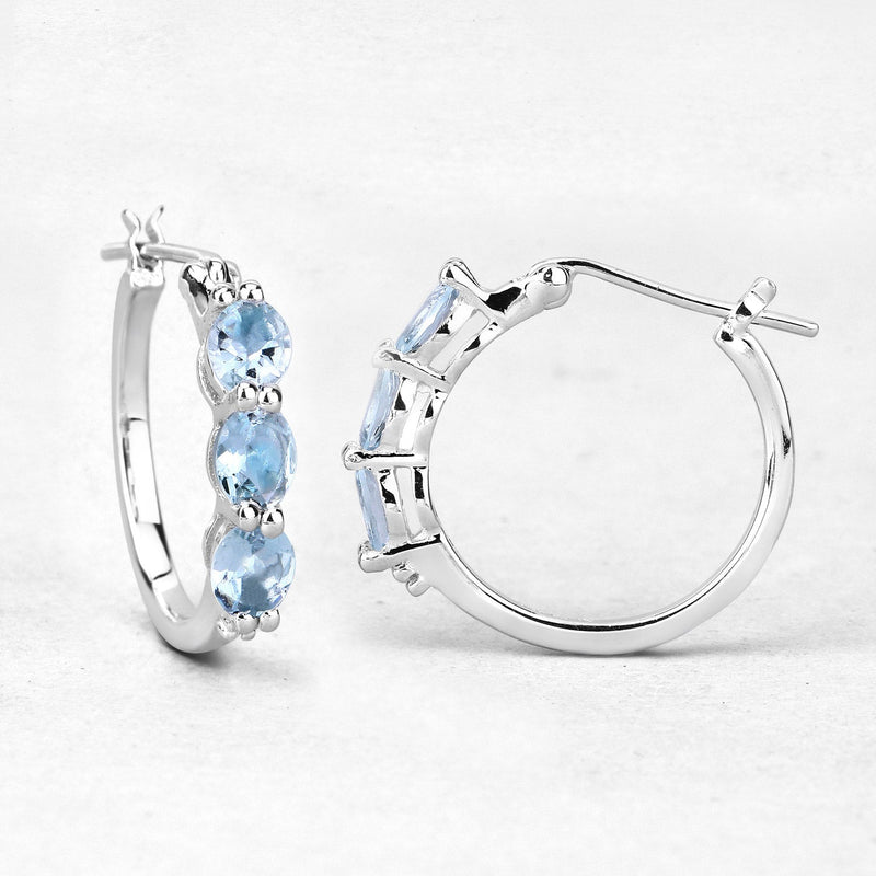 Bids.com 1.75 Carat Genuine Aquamarine and White Diamond .925 Sterling Silver Earrings Earrings White Smoke