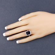 Bids.com 3.70 Carat Genuine Iolite and White Diamond 14K White Gold Ring Rings Dim Gray size 6.00,size 7.00,size 8.00,size 9.00