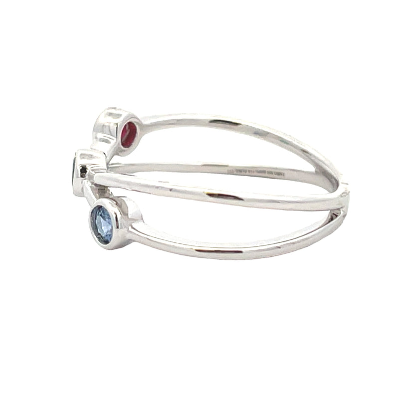 Bids.com .31ct Sapphire Ruby Ring 14KT White Gold Rings White Smoke 6.50