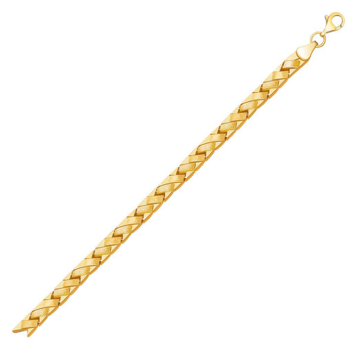 Bids.com 14k Yellow Gold Fancy Basket Weave Line Bracelet Bracelets White Smoke 7.25 / Yellow Gold