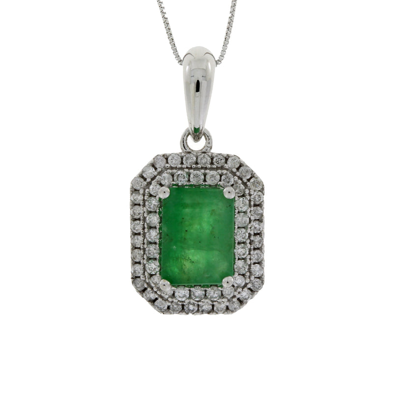 Bids.com 1.08ct Emerald Diamond Fashion Pendants 14KT White Gold Pendants White Smoke 18