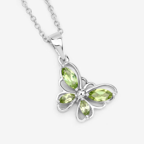 Bids.com 0.64 Carat Genuine Peridot .925 Sterling Silver Pendant Pendants White Smoke