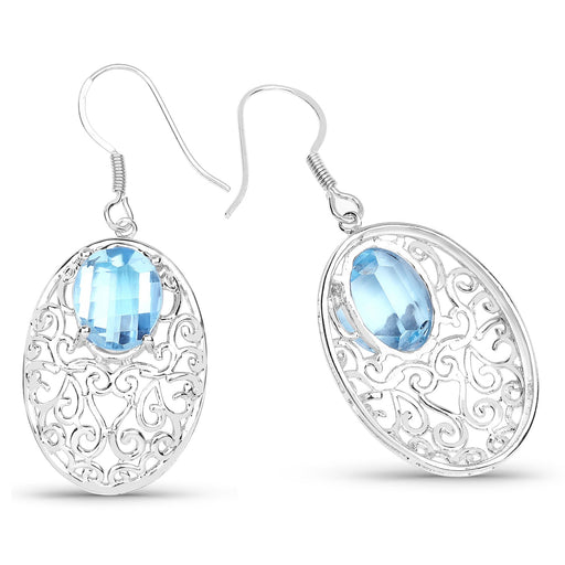Bids.com 10.72 Carat Genuine Blue Topaz .925 Sterling Silver Earrings Earrings White Smoke
