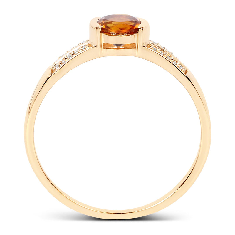 Bids.com 0.51 Carat Genuine Citrine and White Diamond 14K Yellow Gold Ring Rings White Smoke size 6.00,size 7.00,size 8.00,size 5.00,size 9.00